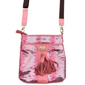 Sharif Pink Sequin Crossbody Bag